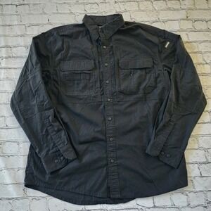 Blackhawk Mens Large Tactical Ripstop Long Sleeve Button Up Field Shirt Black